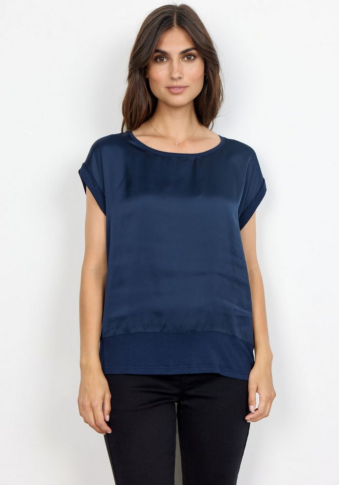 soyaconcept Shirtbluse SC-Thilde6 mit Bündchen und Vorderteil aus Satin, der Rücken aus Jersey von soyaconcept