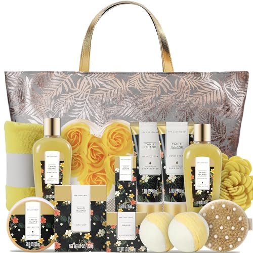 Bad Geschenkset, SPA LUXETIQUE Beauty Set für Frauen 15-teiliges Geburtstagsgeschenk, Schaumbad Spa Set, Geburtstagsgeschenk mit Duschgel, Geräumige Handtasche, Ideale Geschenke für Damen von spa luxetique