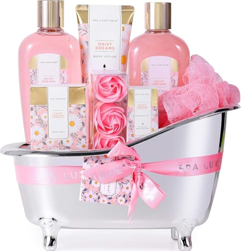 Geschenksets für Frauen-Spa Luxetique Spa-Geschenkset,8pcs Daisy Pamper Bath Set,Bad-Geschenksets,8pcs Geschenkkorb mit ätherischem Öl,Geburtstagsgeschenke,Geschenke für Mama, Valentinstagsgeschenke von spa luxetique