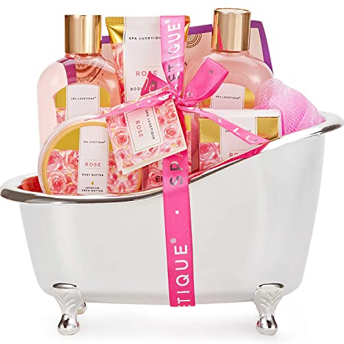 SPA LUXETIQUE Wellness Set für Frauen - 8tlg Rosenduft Bade Geschenkset für Frauen, Geburtstagsgeschenk Beauty Set mit Deko Badewanne, Weihnachtsgeschenke, Neujahr Geschenke von spa luxetique