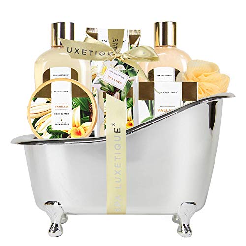 SPA LUXETIQUE Damen Bade Geschenkset - Beauty Set für Frauen 8 tlg. Geburtstagsgeschenk Vanilleduft Bade Set mit Deko Badewanne, Spa Set, Wellness Set für Frauen, Muttertagsgeschenk von spa luxetique