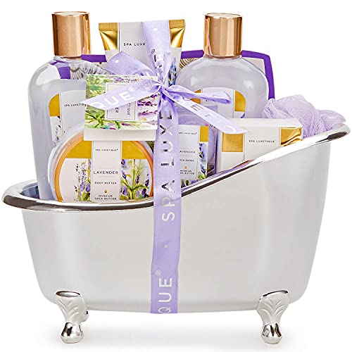 SPA LUXETIQUE Bade Geschenkset für Frauen - 8tlg Lavendelduft Wellness Set für Frauen, Geburtstagsgeschenk Beauty Set mit Deko Badewanne, Weihnachtsgeschenke, Neujahr Geschenke von spa luxetique