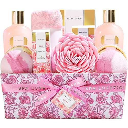 Geschenkkorb für Frauen, SPA LUXETIQUE 12 tlg. Bade Geschenkset Rosenduft, Geschenke für Frauen, Geburtstagsgeschenk, Wellness Set für Frauen, Geschenkbox Valentinstag geschenk, Weihnachtsgeschenke von spa luxetique