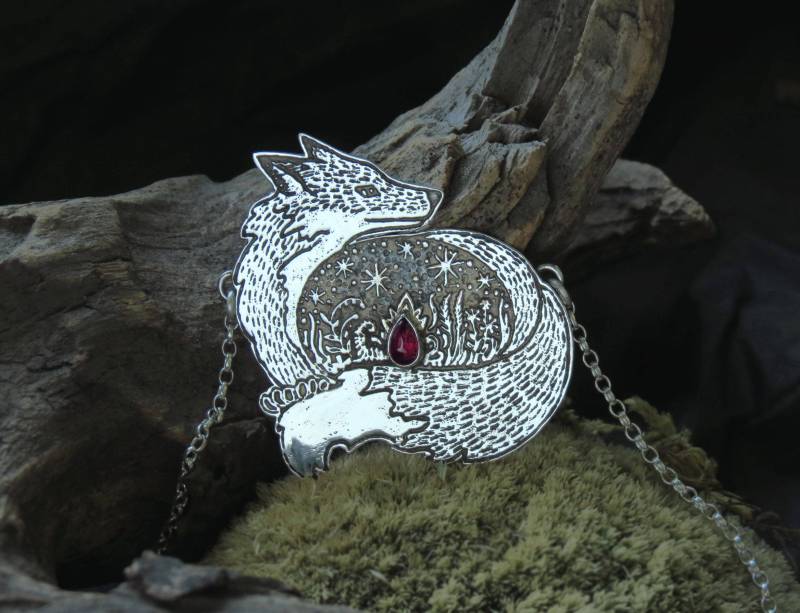 Fuchs Halskette - Farn Silber Geätzte Fuchs Halskette - Farn Silber Geätzte von spaceweaver