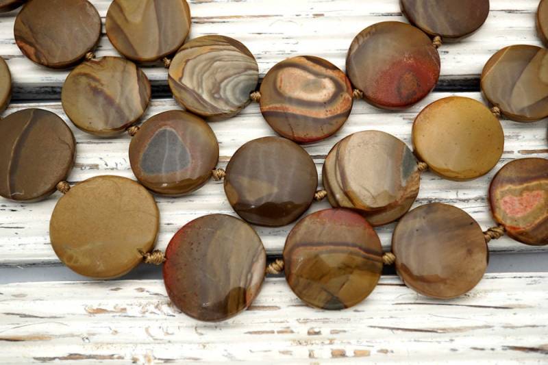 Landschaft/Polychrome Jaspis Runde Scheibe Perlen 19-28 Mm | Etb00380 Einzigartiger Schmuck/Vintage Schmuck/Edelsteinkette von sparklelittle