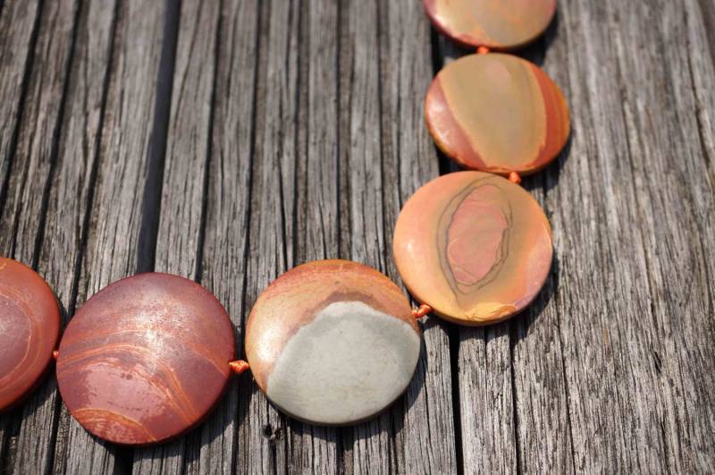 Matte Landschafts Jaspis Perlen, Polychrome Runde Scheibe | 33-43 Mm von sparklelittle