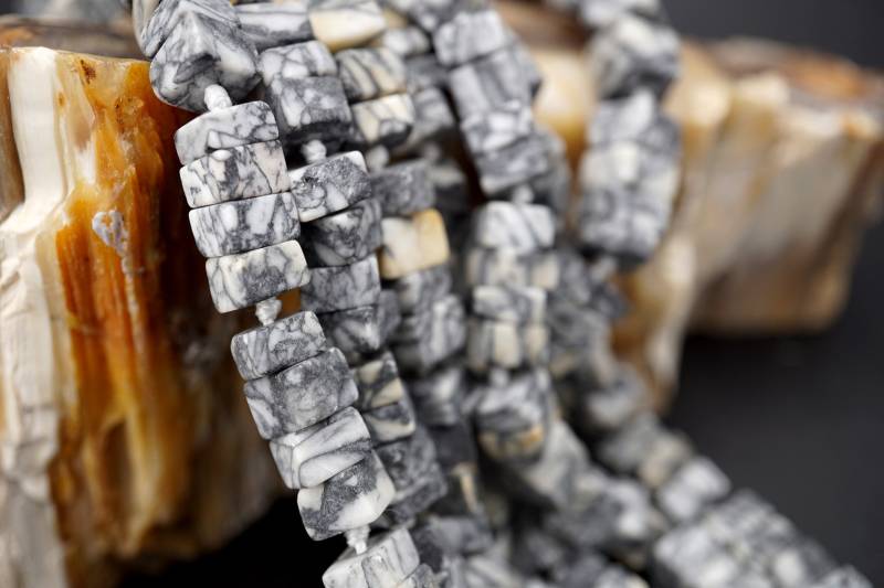 Pinolith Würfel Matt Perlen 7-8mm | Etb01204 Vintage Schmuck/Edelsteinkette von sparklelittle