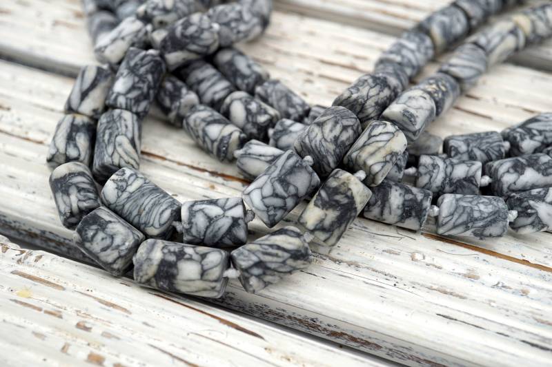 Pinolith Zylinder Matte Perlen 8.5-9.5 Mm | Etb01196 Unikat Schmuck/Vintage Schmuck/Edelstein Halskette von sparklelittle