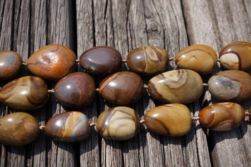 Polychrome Jaspis Kieselstein Perlen 14-18 Mm | Etb00389 Vintage Schmuck/Edelsteinkette von sparklelittle