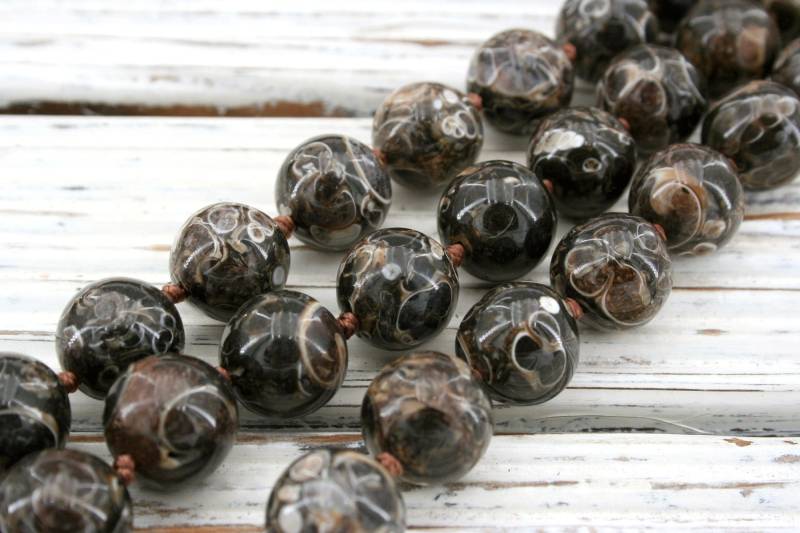 Turritella Achat Runde Perlen 13-13.5 Mm | Etb00943 Unikatschmuck/Vintage Schmuck/Edelsteinkette von sparklelittle