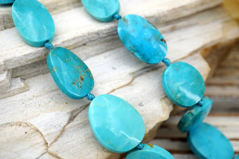 stabilisierte Kingman Türkis Freeform Perlen 11-15 Mm | Etb01155 Vintage Schmuck/Edelsteinkette von sparklelittle