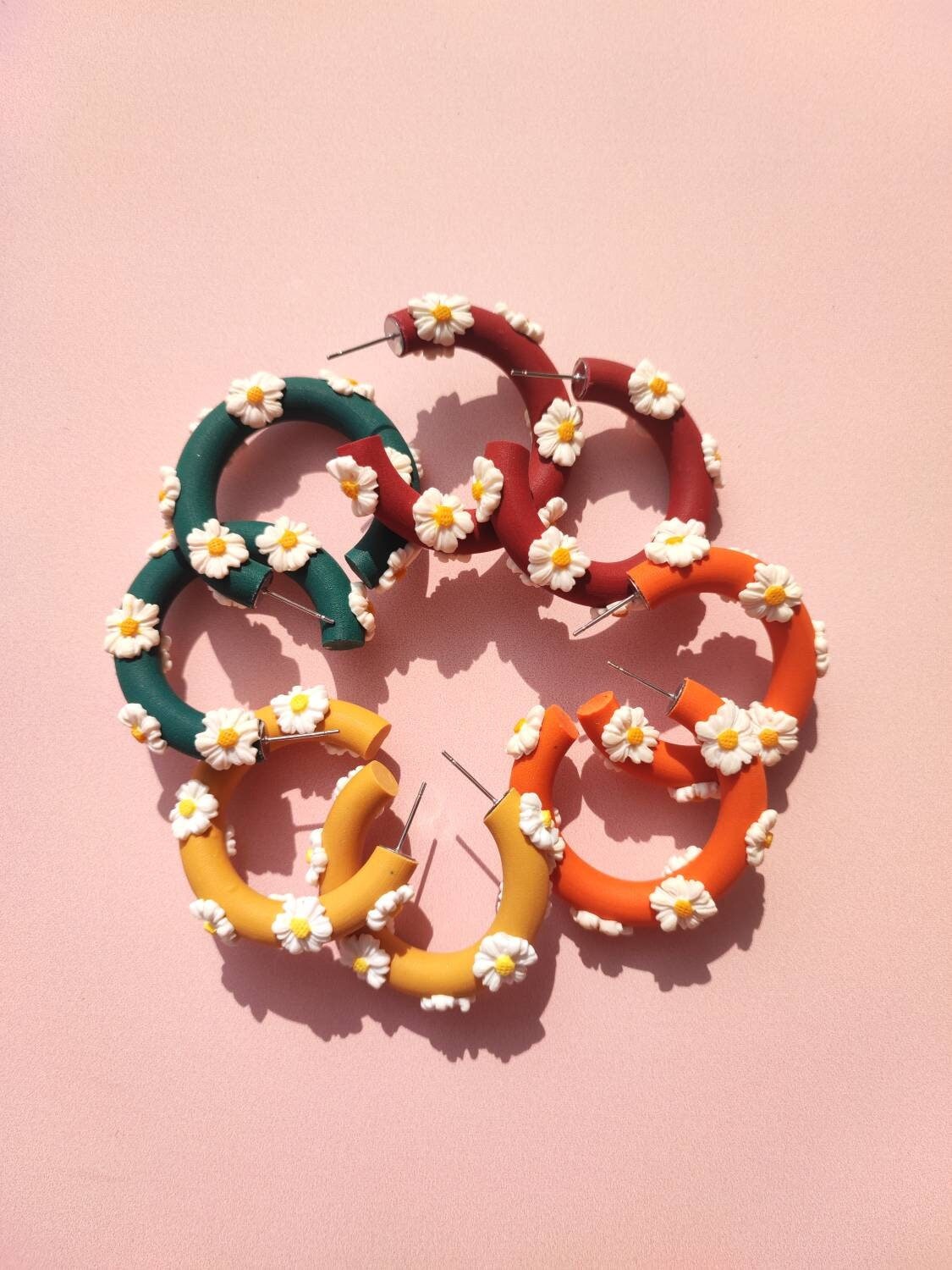 Polymer Ton Hoops | Blumen Creolen Statement Auffällige Clay Polymer Ton Hoops | Blumen Creolen Statement Auffällige Clay von sparklesandsassclay