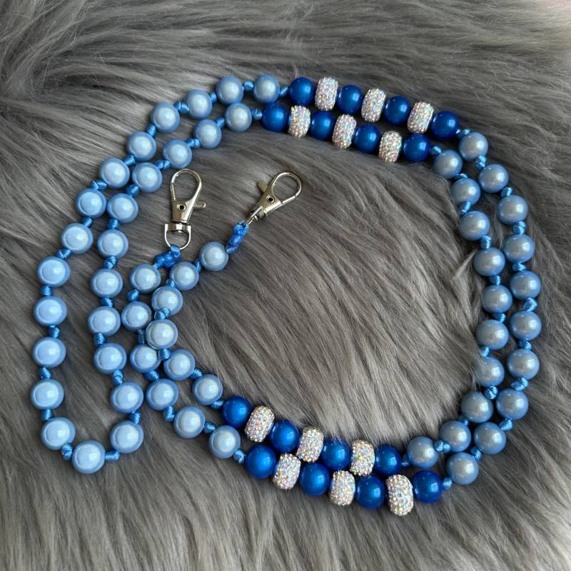 Wunderschöne Handykette Mit Magic Pearls & Süßen Detailperlen Glitzer Blau von sparklingheavenbylu