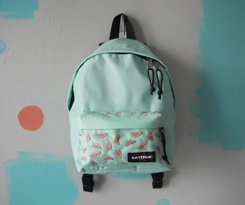 Wassermelone Bestickt Mint Eastpak Orbit/Handstickerei Rucksack Maßgeschneiderte Tasche von sparklymouse