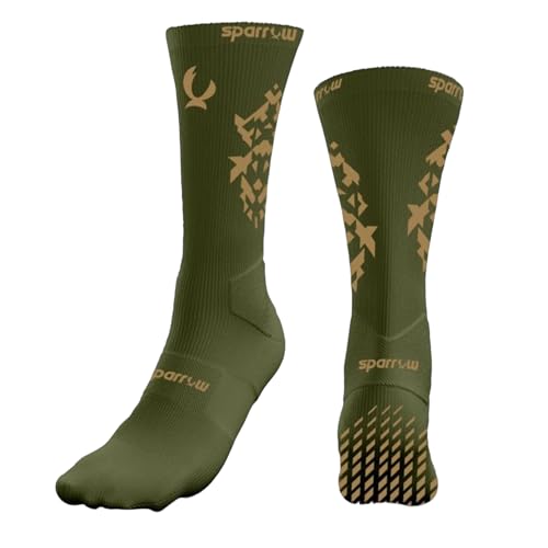 sparrow Socken mit rutschfestem Grip, italienisches Design, perfekte Balance zwischen Eleganz und Leistung für Fußball, Padel, Laufen, Tennis, Basketball, G-Supreme Grün, L von sparrow