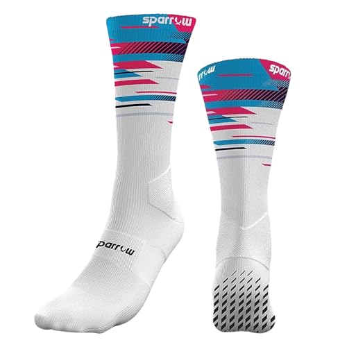 sparrow Socken mit rutschfestem Grip, italienisches Design, perfekte Balance zwischen Eleganz und Leistung für Fußball, Padel, Laufen, Tennis, Basketball, Multicolor T-Sprint, L von sparrow