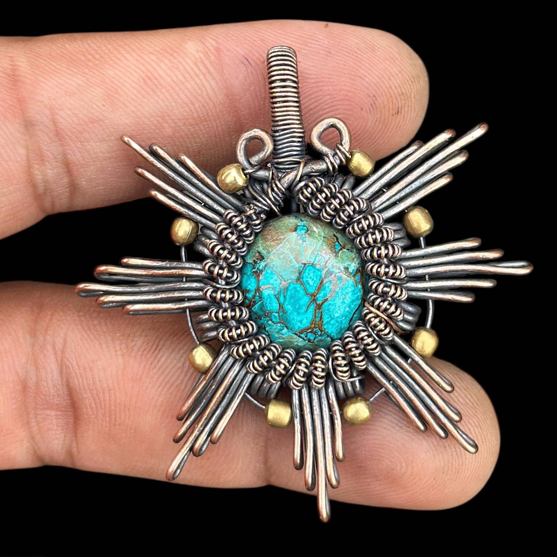 Handgemachte Azurit Wire Wrap Kupfer Anhänger Metaphysical Spiritual Einzigartige Boho Hippie Schmuck Geschenk Für Mutter Grüne Perlen Handgemachte Azurit Wire Wrap Kupfer Anhänger Metaphysical Spiritual Einzigartige Boho Hippie Schmuck Geschenk Für Mutter Grüne Perlen von sparrowwrappedgems