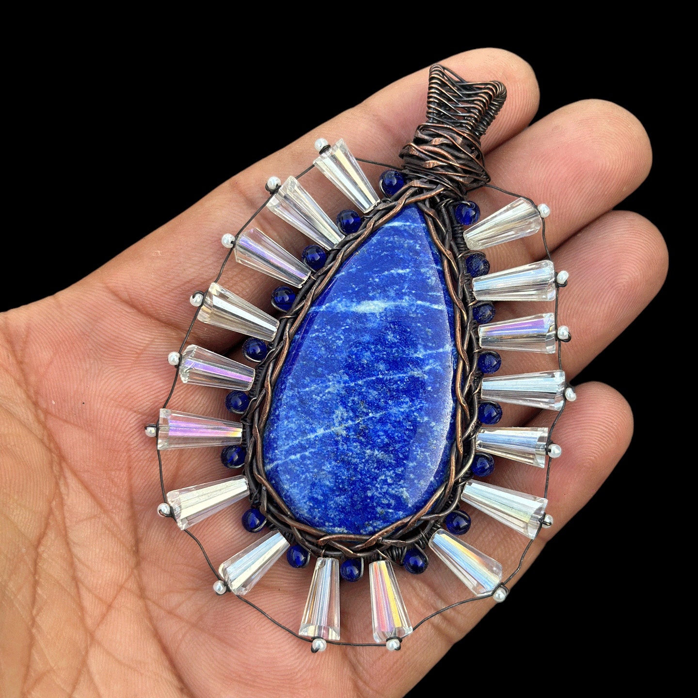 Lapislazuli Kupferdraht Gewickelt Anhänger Edelstein Schöne Einzigartige Modeschmuck Boho Schmuck Machen Lieferung Geschenk Verkauf von sparrowwrappedgems