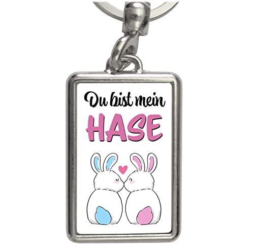 Du bist mein Hase Schlüsselanhänger in rosa ein schöner Schlüsselring als Geschenkidee für verliebte Paare zum Valentinstag oder Geburtstag von speecheese