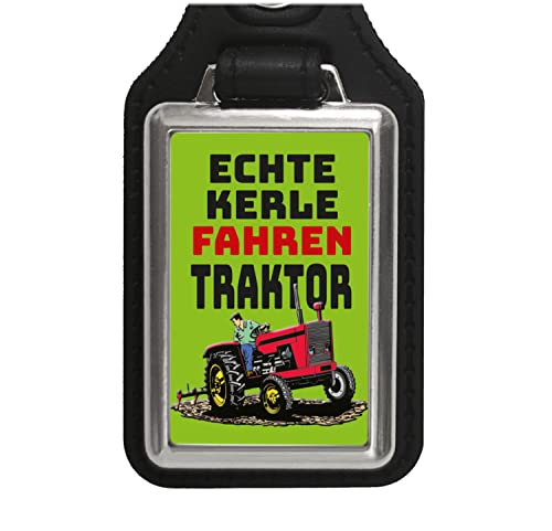 Echte Kerle fahren Traktor Schlüsselanhänger mit Kunstleder-Anhänger in Grün als Geschenk für echte Landwirte und Bauern die ihren Job lieben und das Dorfleben leben wie kein von speecheese
