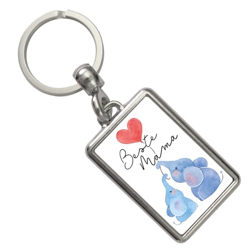 Elefant Mutter und Kind Schlüsselanhänger mit Spruch Beste Mama Liebevolles Muttertagsgeschenk Herz Familie Tier-Motiv voller Liebe von speecheese