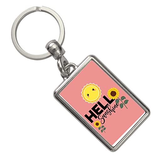 Gute Laune Schlüsselanhänger in rot mit Spruch Hello Sunshine ein buntes Accessoire für dein Schlüsselbund Sonne Sonnenblumen dekorativ von speecheese