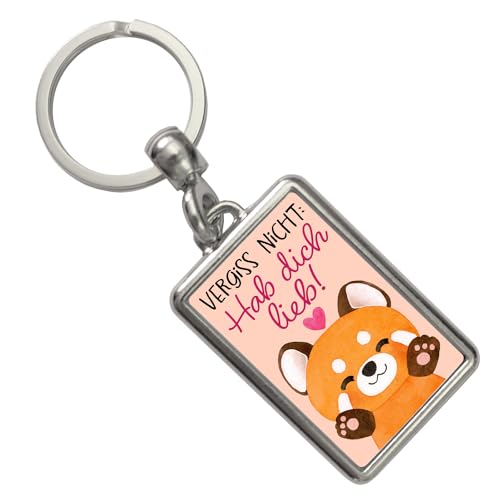 Roter Panda Schlüsselanhänger mit Spruch Vergiss nicht Hab dich lieb Kawaii Katze Glücksbringer Liebe Freundschaft Valentinstagsgeschenk Freundin von speecheese