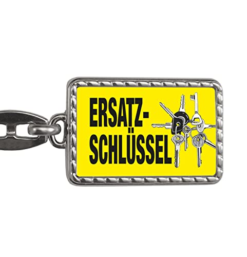speecheese Ersatzschlüssel Schlüsselanhänger mit Bordüre mit Schlüsselbund-Motiv in Gelb als praktisches Mitbringsel für einen Hausmeister oder jemanden mit vielen Schlüsseln von speecheese