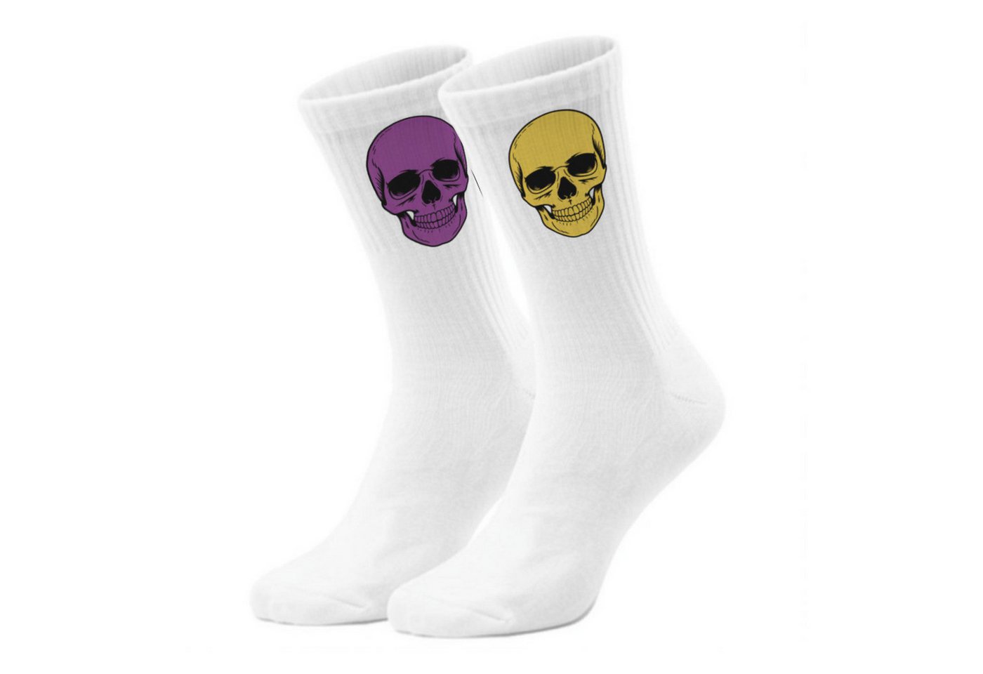 speecheese Freizeitsocken epicsocks Colorful Skulls Komplementärschädel gelb lila Socken in 42 von speecheese
