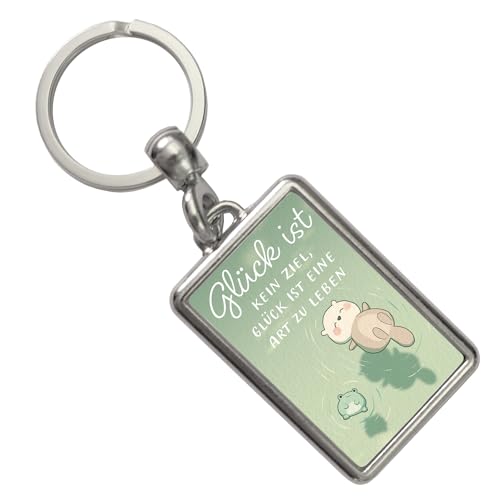 speecheese Otter und Frosch Schlüsselanhänger mit Spruch Glück ist Lebensweise kein Ziel Süße Kawaii-Glücksbringer Geburtstagsgeschenk fürs Leben von speecheese