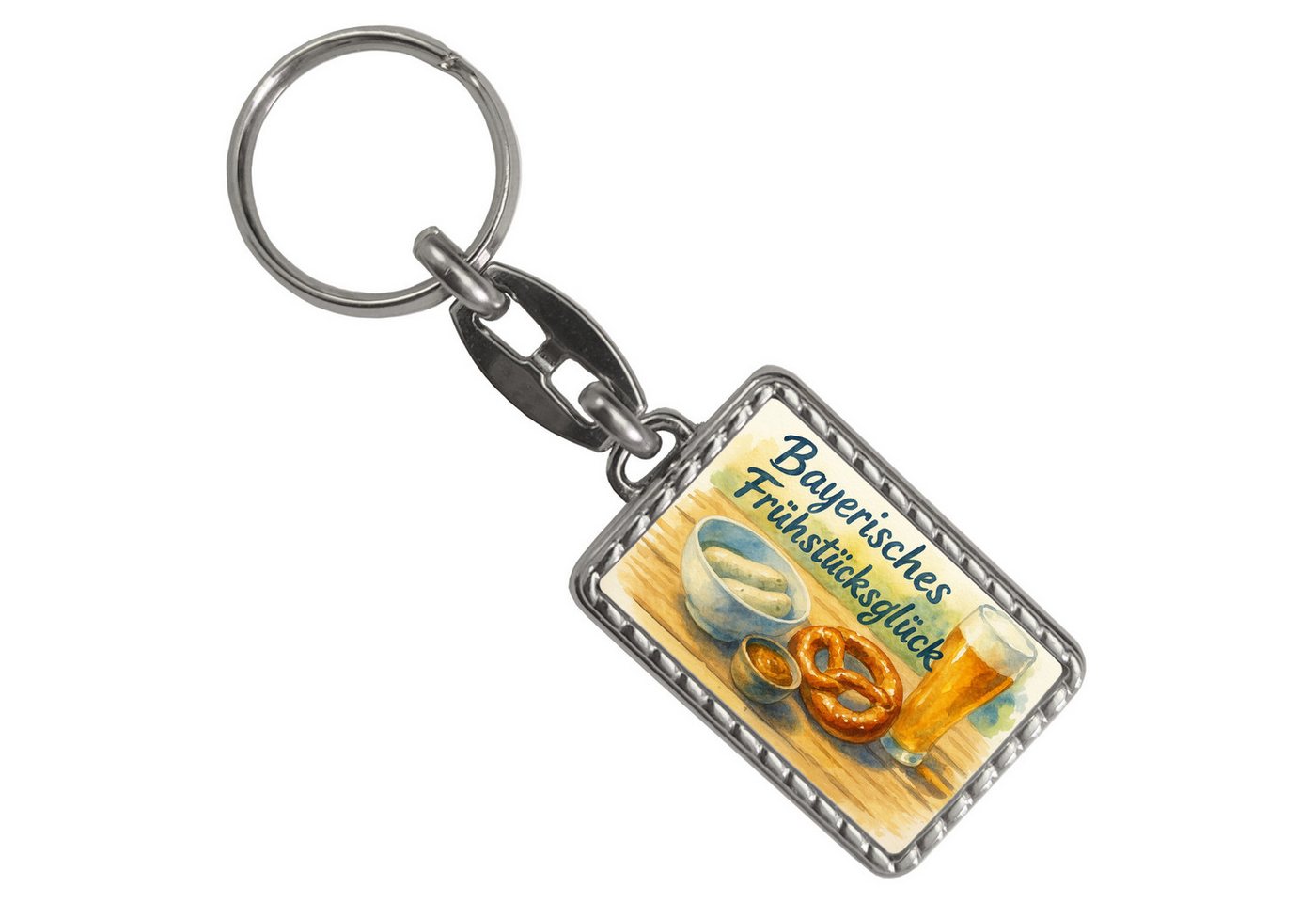 speecheese Schlüsselanhänger Bayerisches Frühstück Frühstücksglück Schlüsselanhänger mit Bordüre von speecheese