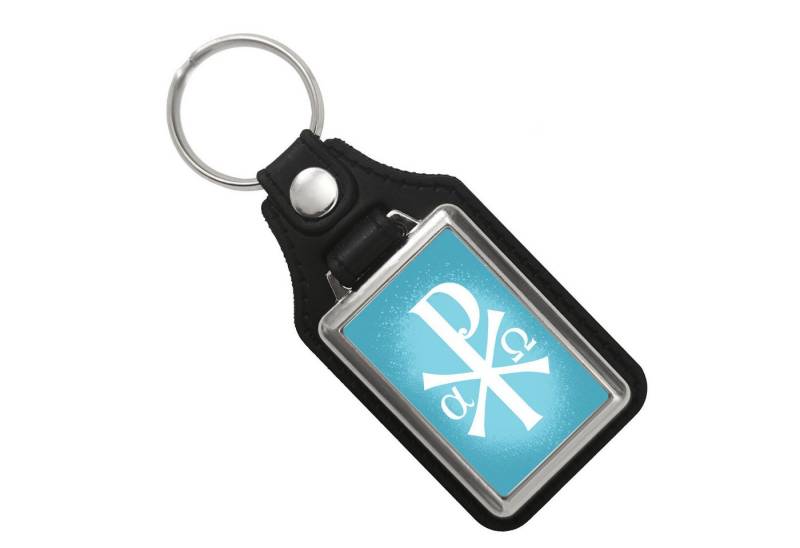 speecheese Schlüsselanhänger Christusmonogramm Schlüsselanhänger mit Kunstleder-Anhänger in blau von speecheese