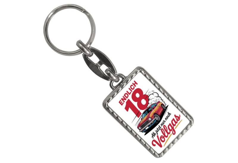 speecheese Schlüsselanhänger Endlich 18 Vollgas Schlüsselanhänger mit Bordüre für den Führerschein von speecheese