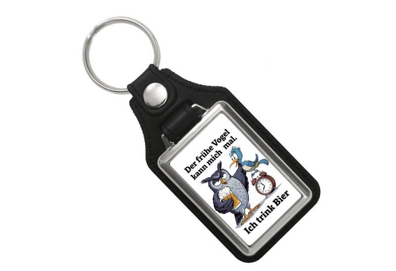 speecheese Schlüsselanhänger Graue Eule mit Bierkrug Der frühe Vogel kann mich mal Kunstleder von speecheese