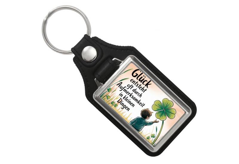 speecheese Schlüsselanhänger Kind mit Kleeblatt Schlüsselanhänger Kunstleder Anhänger Glück durch von speecheese