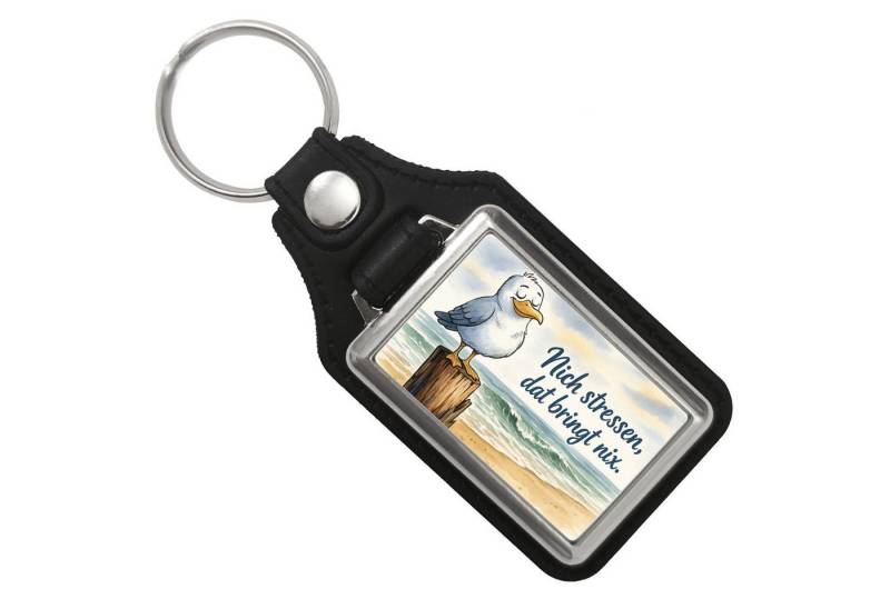 speecheese Schlüsselanhänger Möwe Nich stressen auf Aquarell Schlüsselanhänger mit Kunstleder von speecheese