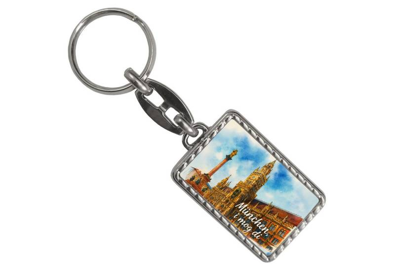 speecheese Schlüsselanhänger München Aquarellgemälde Schlüsselanhänger mit Bordüre i mog di von speecheese