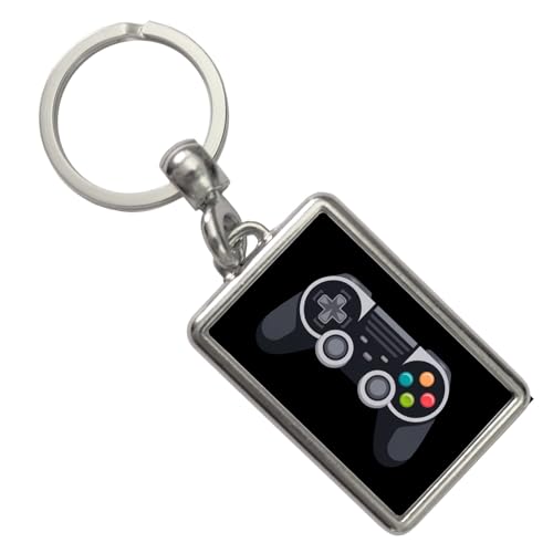 speecheese Videospiel-Controller Schlüsselanhänger - Gamer Accessoire mit schwarzem Hintergrund grauen Tasten und einem bunten kreuzförmigen Design für Gamer von speecheese