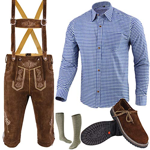 Speed4allkinds Herren Trachten Lederhose Größe 46-62 Trachten Set,Hemd,Schuhe,Socken Neu (Hose 50 Hemd L Schuhe Socken Per Mail) von Speed4allkinds