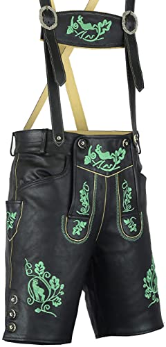 Speed4allkinds Herren Trachten Lederhose Kurz oder Kniebund in 5 Farben Größe 46 bis 60 Neu (58, Kurze Hose LE28 Glatt Leder Schwarz) von Speed4allkinds