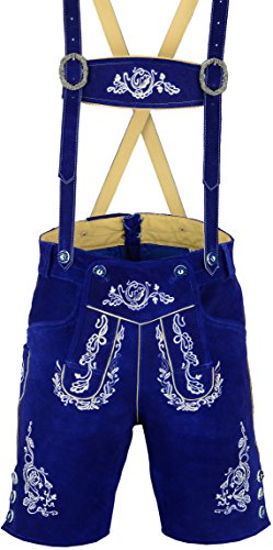 Speed4allkinds Herren Trachten Lederhose Kurz oder Kniebund in 5 Farben Größe 46 bis 60 Neu (60, Kurze Hose LE29 Blau) von Speed4allkinds