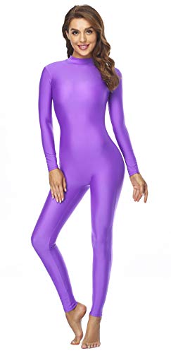 speerise Damen Adult high Neck Zip one Piece Unitard Full Body Leotard Medium violett von speerise