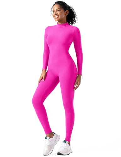 speerise Damen Adult high Neck Zip one Piece Unitard Full Body Leotard Small hot pink von speerise