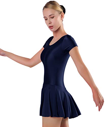 speerise Damen-Gymnastikanzug mit Rock, kurzärmelig, Balletttanz, Marineblau, XXL von speerise