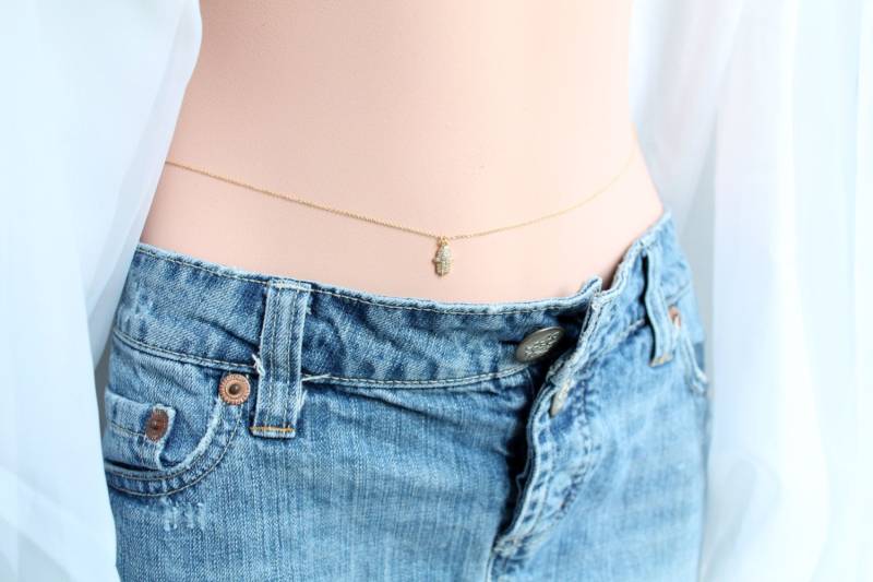 14 K Gold Gefüllte Körper Kette Mit Initial, Sterling Silber Kette, Monogramm Bauch Personalisierte von spellingB