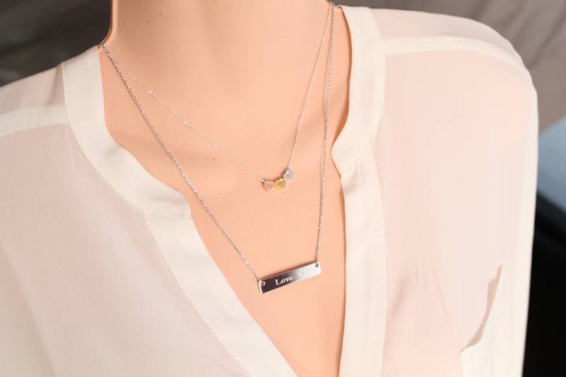 Drei Herzen Halskette, 925 Sterling Silber Kette Oder Roségold Filled Kette 14K Gold Kette, Dreifarbige Charms, Hochzeit von spellingB