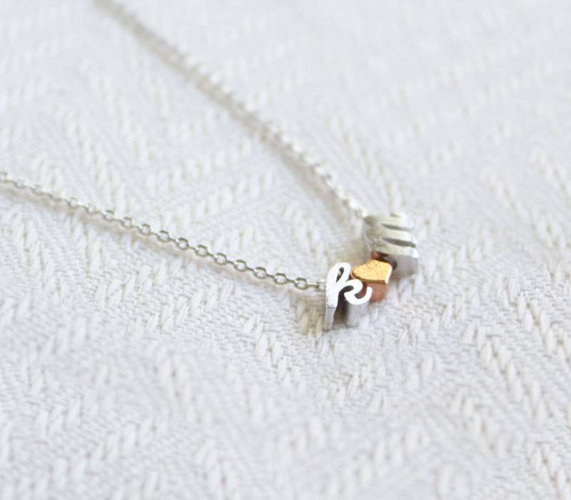 Initiale Halskette, Seine Und Ihre Zusammen Mit Einem Herz, Name, Frau, Monogramm, Layering Hochzeit, Brautjungfer Geschenk von spellingB