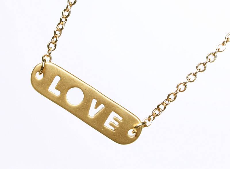 Love Bar Halskette, Love Anhänger Plate von spellingB