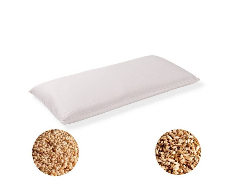 speltex Dinkelkörnerkissen mit waschbarer + staubfreier Füllung, Füllung: Hirse (Bio) / Dinkelspelzen (Bio), Bezug: Baumwolle (Bio), Seitenschläfer, Rückenschläfer, Füllung variabel von speltex
