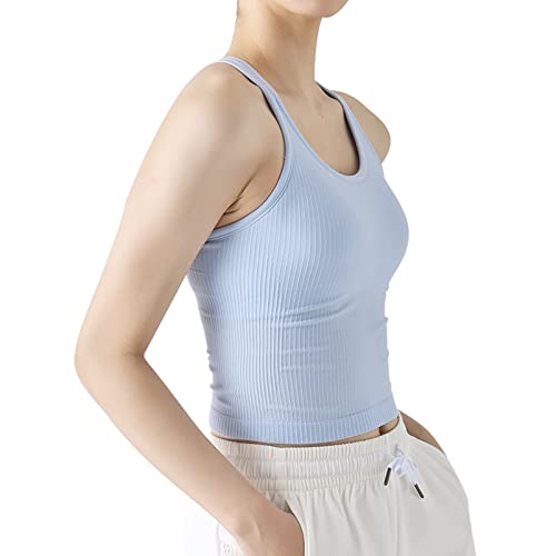 SharpCost Ribbed Workout Short Racerback Tank Tops for Women with Built in Bra von sphinx cat